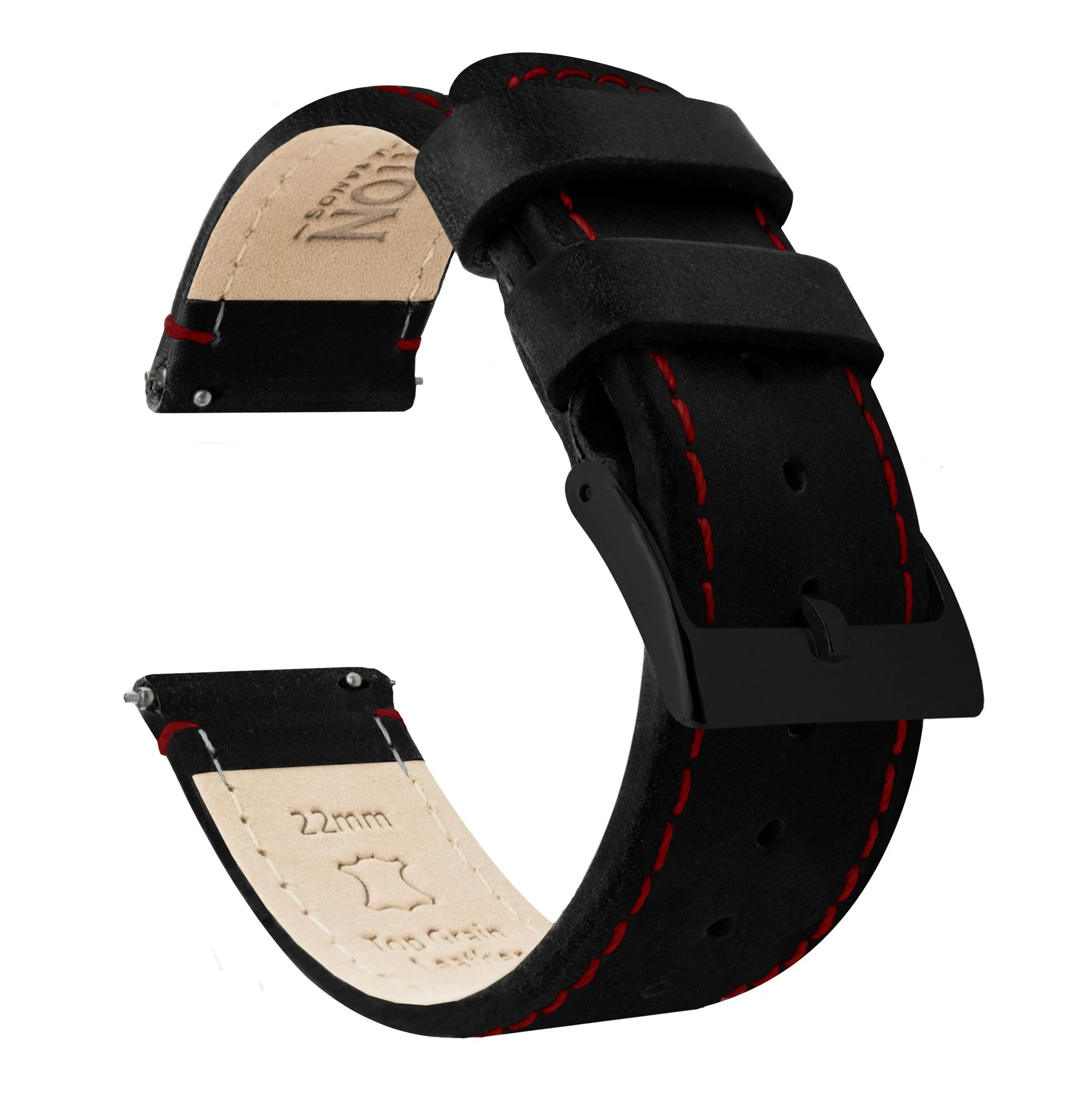 Amazfit Bip | Black Leather & Crimson Red Stitching