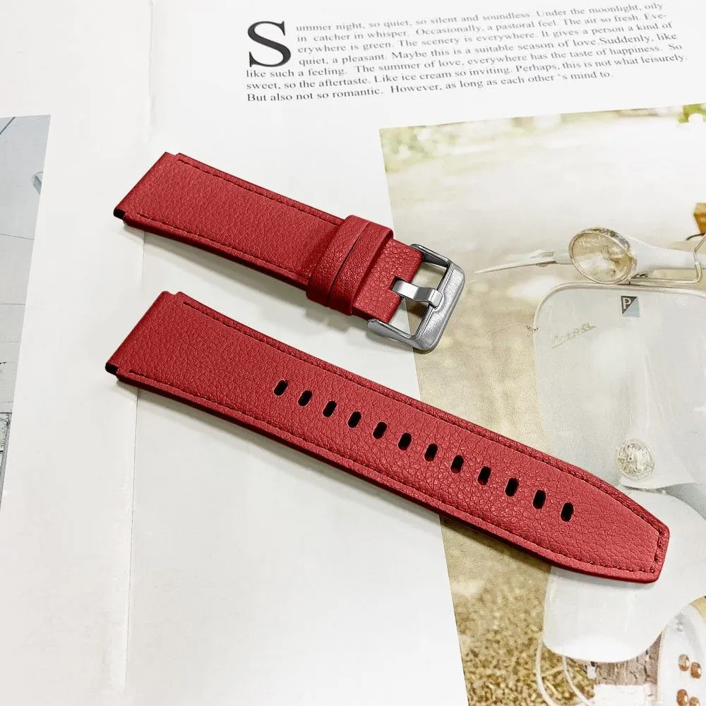 Amazfit Pace double-sided texture cowhide leather watch strap - Red