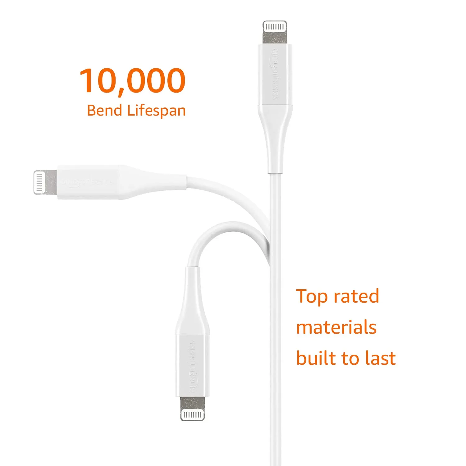 Amazon Basics USB-A to Lightning ABS Mfi Certified Charger Cable for Apple iPhone, iPad, 6ft, White, 1 Pack