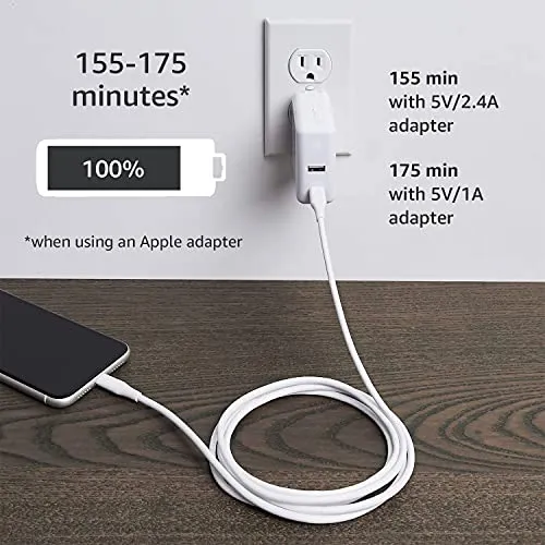 Amazon Basics USB-A to Lightning ABS Mfi Certified Charger Cable for Apple iPhone, iPad, 6ft, White, 1 Pack