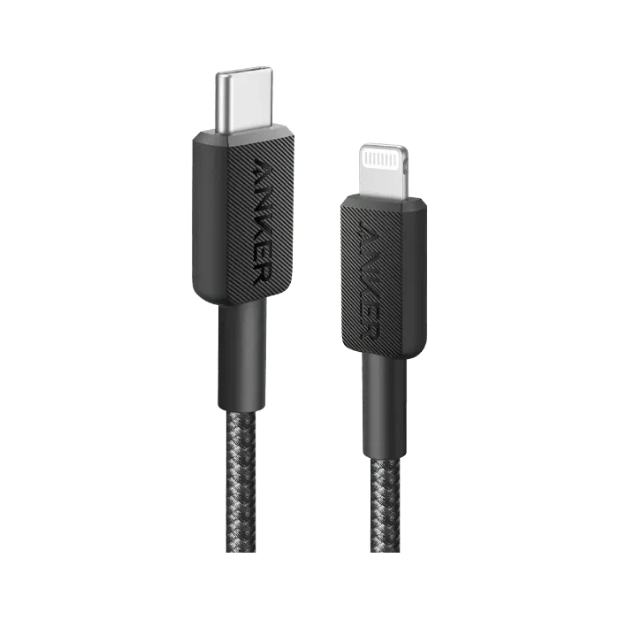 Anker 322 USB-C to Lightning Cable 3ft Braided A81B5H11 - Black