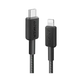 Anker 322 USB-C to Lightning Cable 3ft Braided A81B5H11 - Black