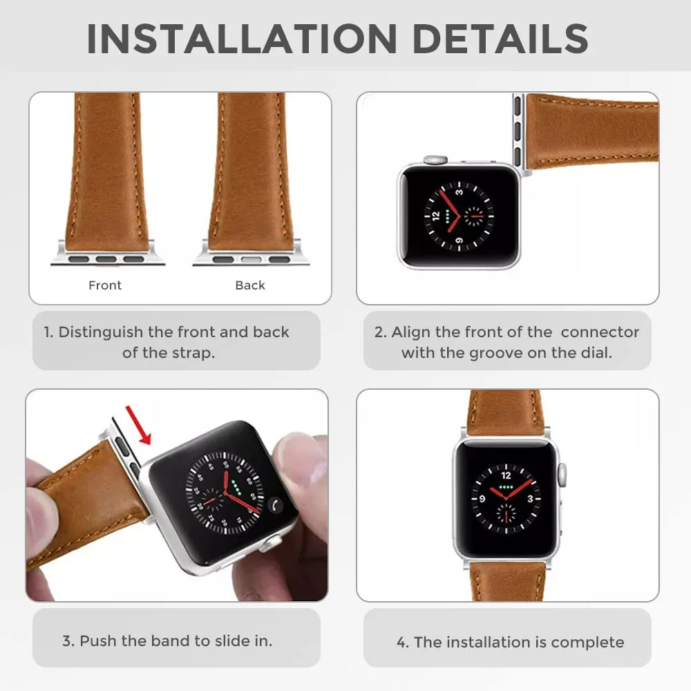 Apple Watch 41mm / 40mm / 38mm | Leather Straps |Red