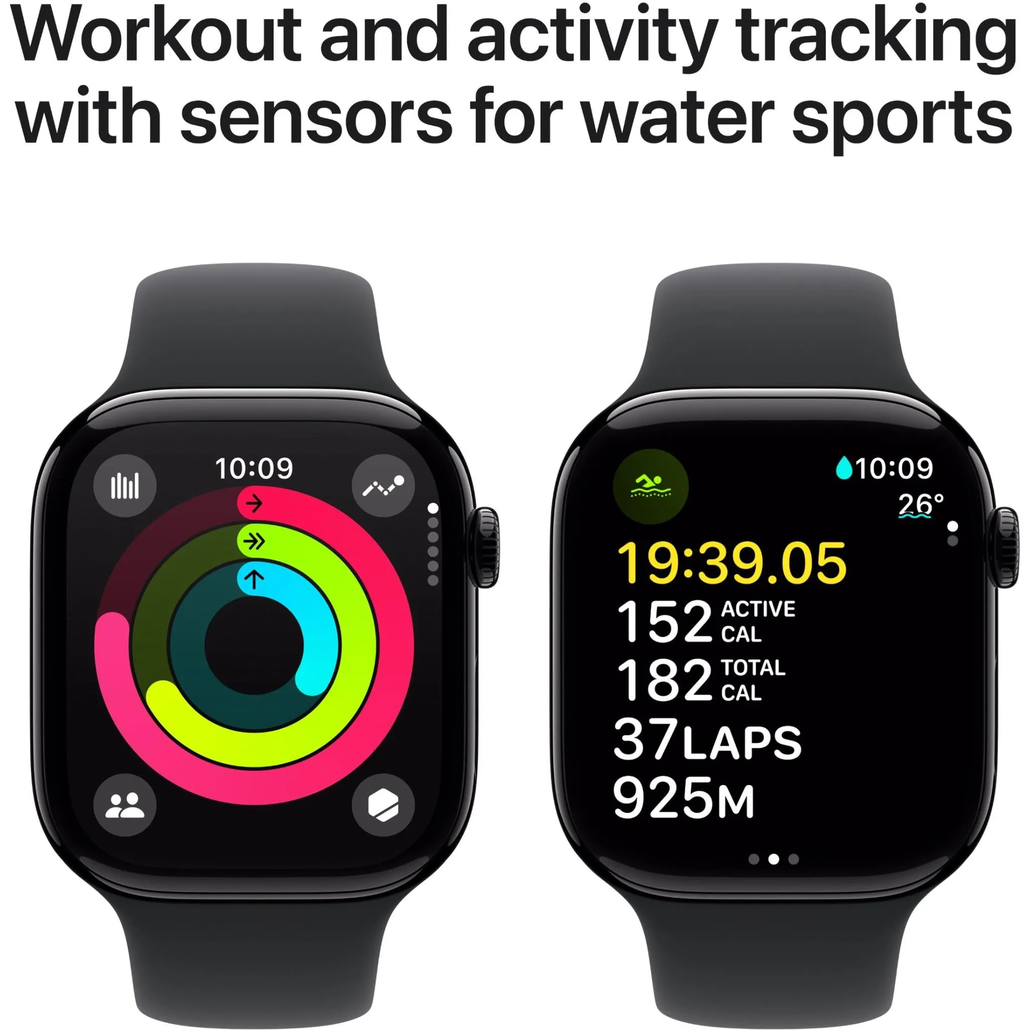 Apple Watch Series 10 46mm Jet Black Aluminium Case GPS   Cellular Sport Band (M/L)[Black]