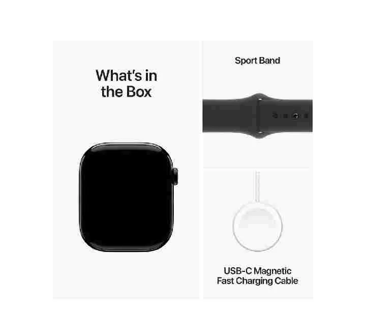 Apple Watch Series 10 GPS, 46 mm Jet Black Aluminium Case with Black Sport Band – MWWQ3 (M/L)