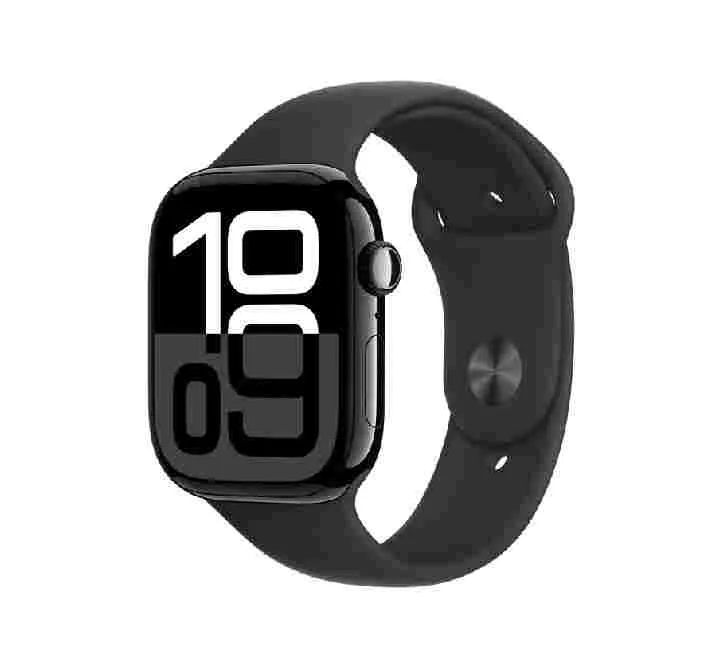 Apple Watch Series 10 GPS, 46 mm Jet Black Aluminium Case with Black Sport Band – MWWQ3 (M/L)