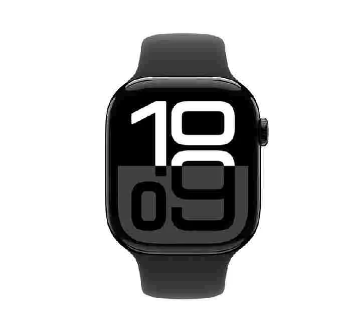 Apple Watch Series 10 GPS, 46 mm Jet Black Aluminium Case with Black Sport Band – MWWQ3 (M/L)