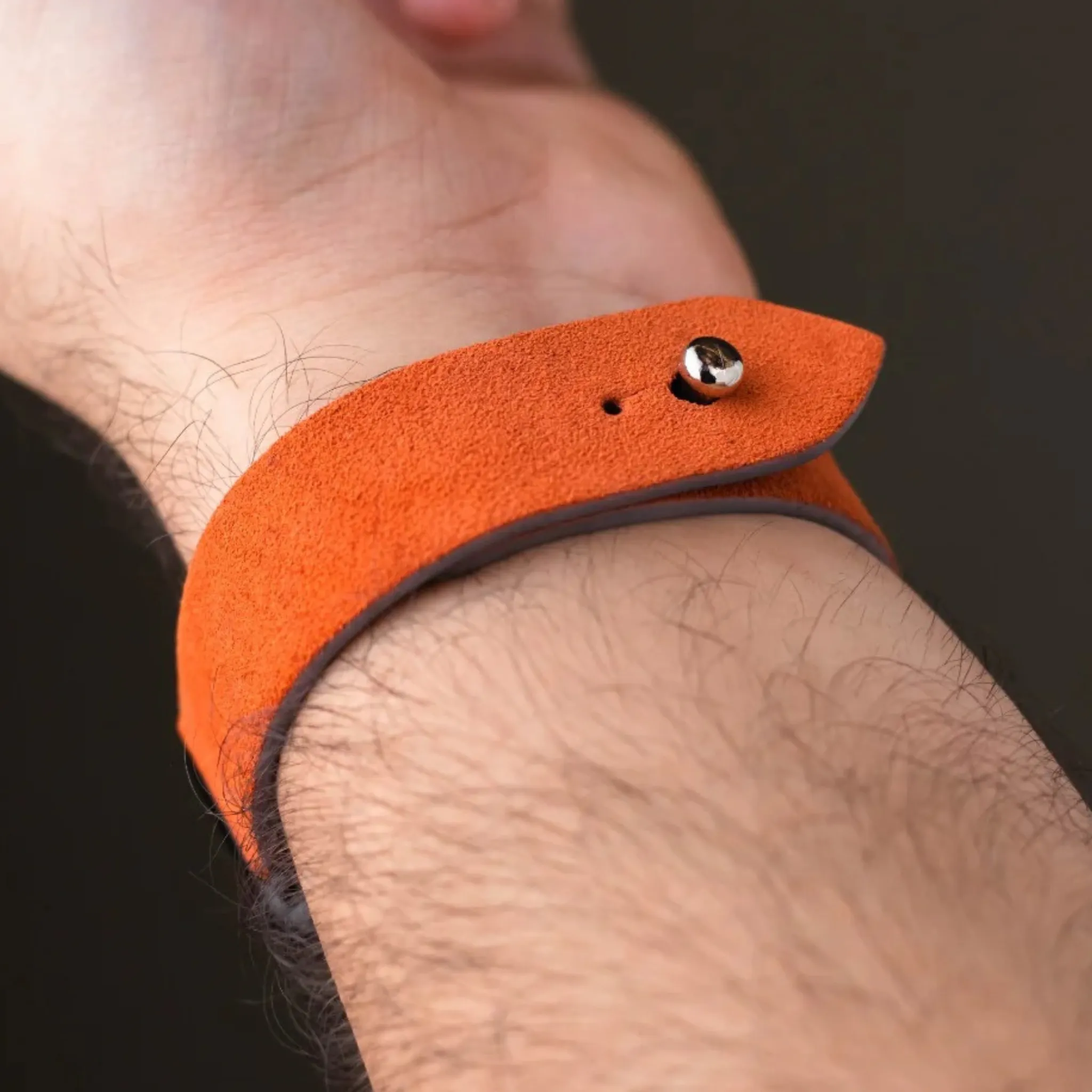 Apple Watch Strap In Suede Leather - International Orange  | Waji's