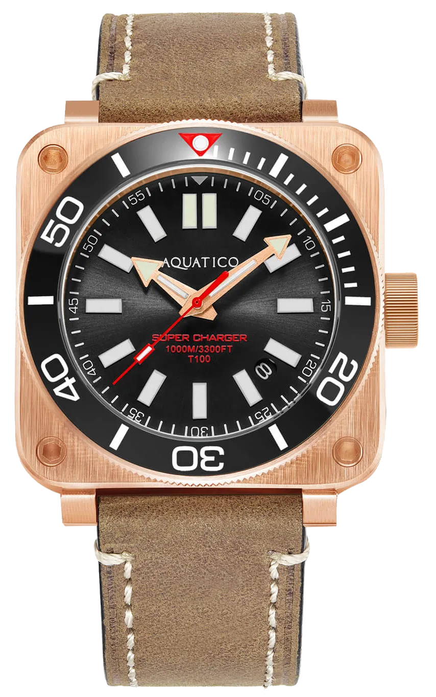 Aquatico Super Charger Bronze Black Ceramic Bezel