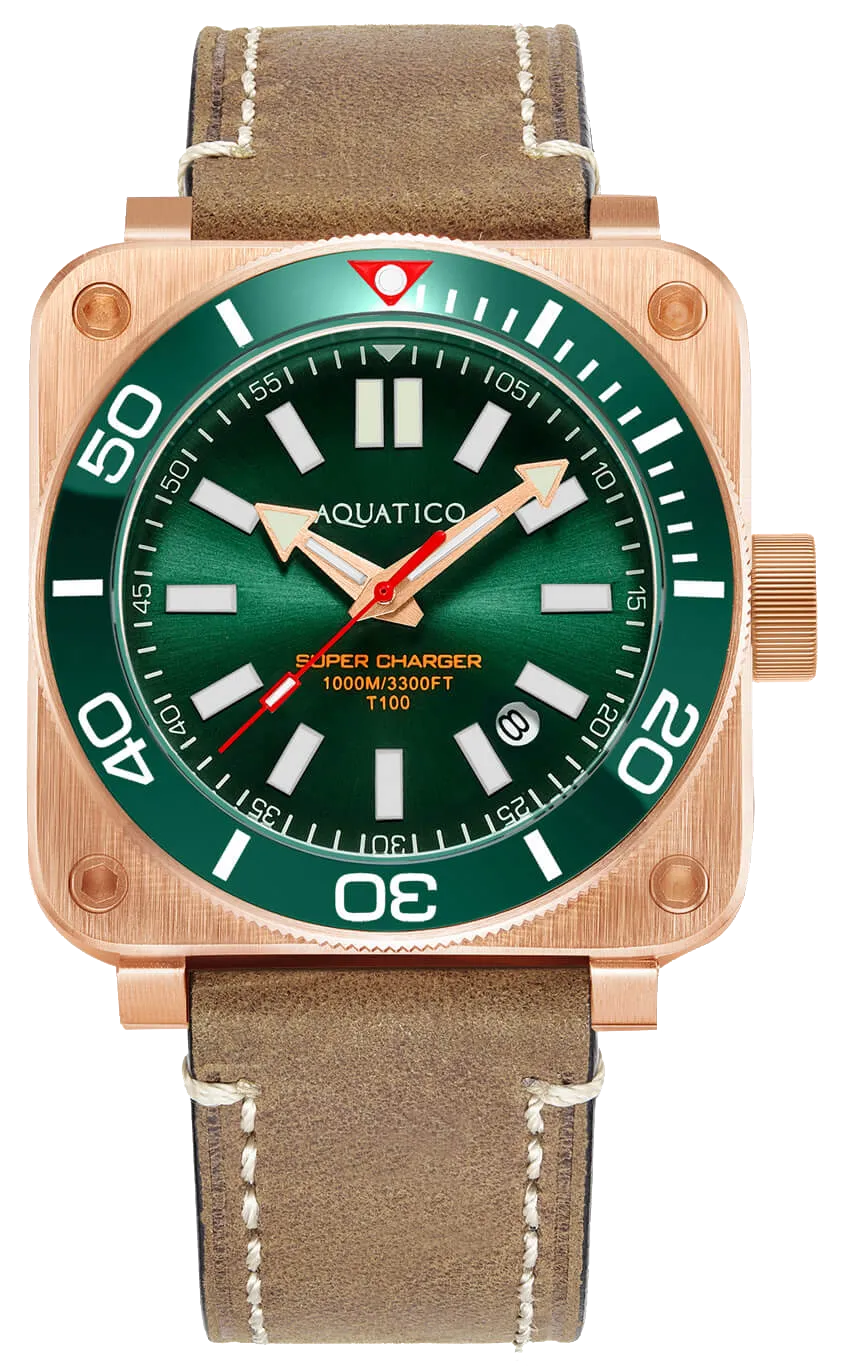 Aquatico Super Charger Bronze Green Ceramic Bezel SW200