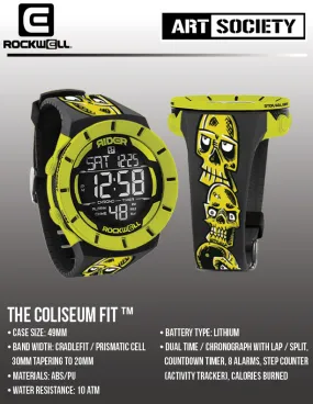 Art Society x Rockwell BDRAWSKULLZ COLISEUM FIT Watch BLACK/YELLOW