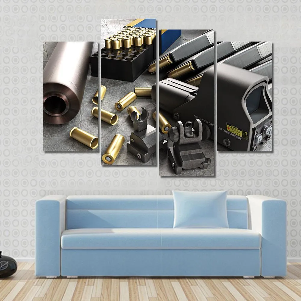 Assault Rifle Accessories Canvas Wall Art