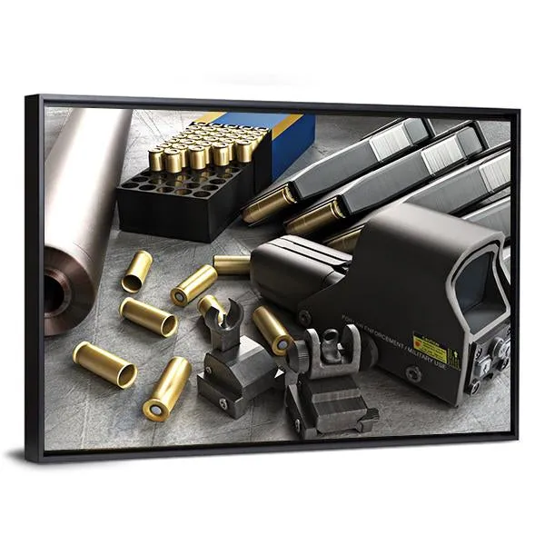 Assault Rifle Accessories Canvas Wall Art