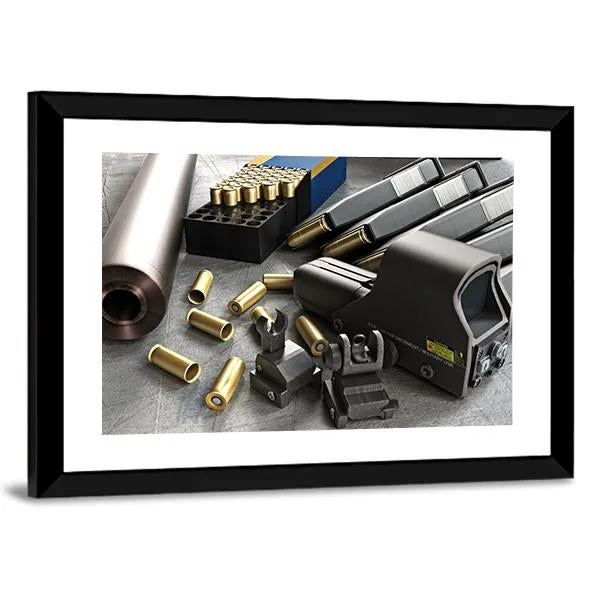 Assault Rifle Accessories Canvas Wall Art