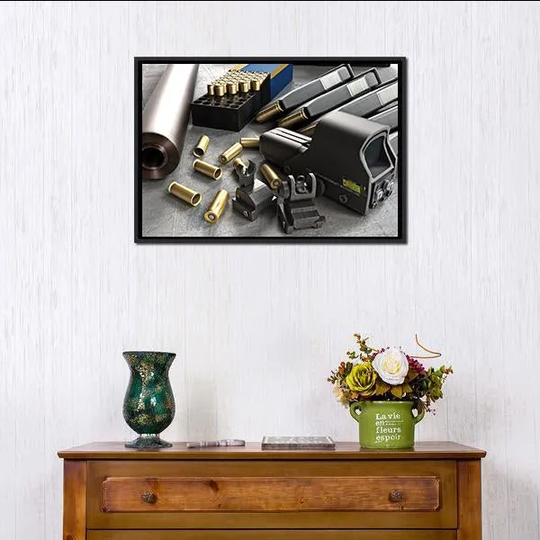 Assault Rifle Accessories Canvas Wall Art