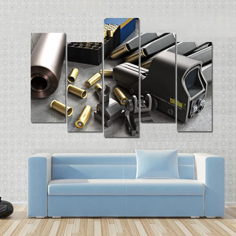 Assault Rifle Accessories Canvas Wall Art