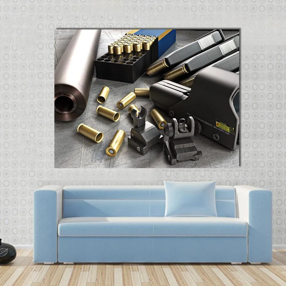 Assault Rifle Accessories Canvas Wall Art