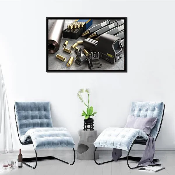 Assault Rifle Accessories Canvas Wall Art