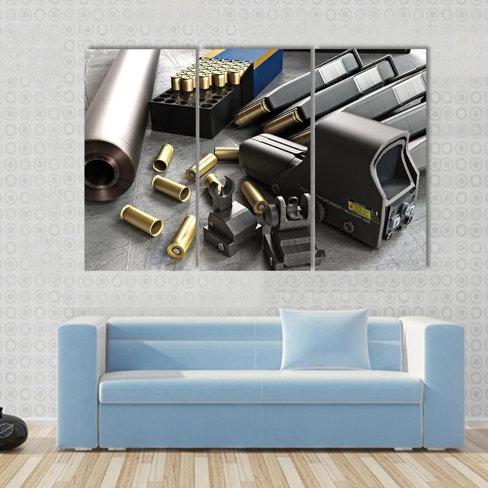 Assault Rifle Accessories Canvas Wall Art