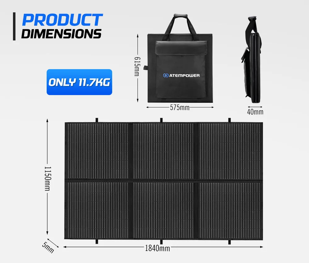 Atem Power 12V 300W Folding Solar Mat Flexible Blanket Solar Panel Kit Camping Charger