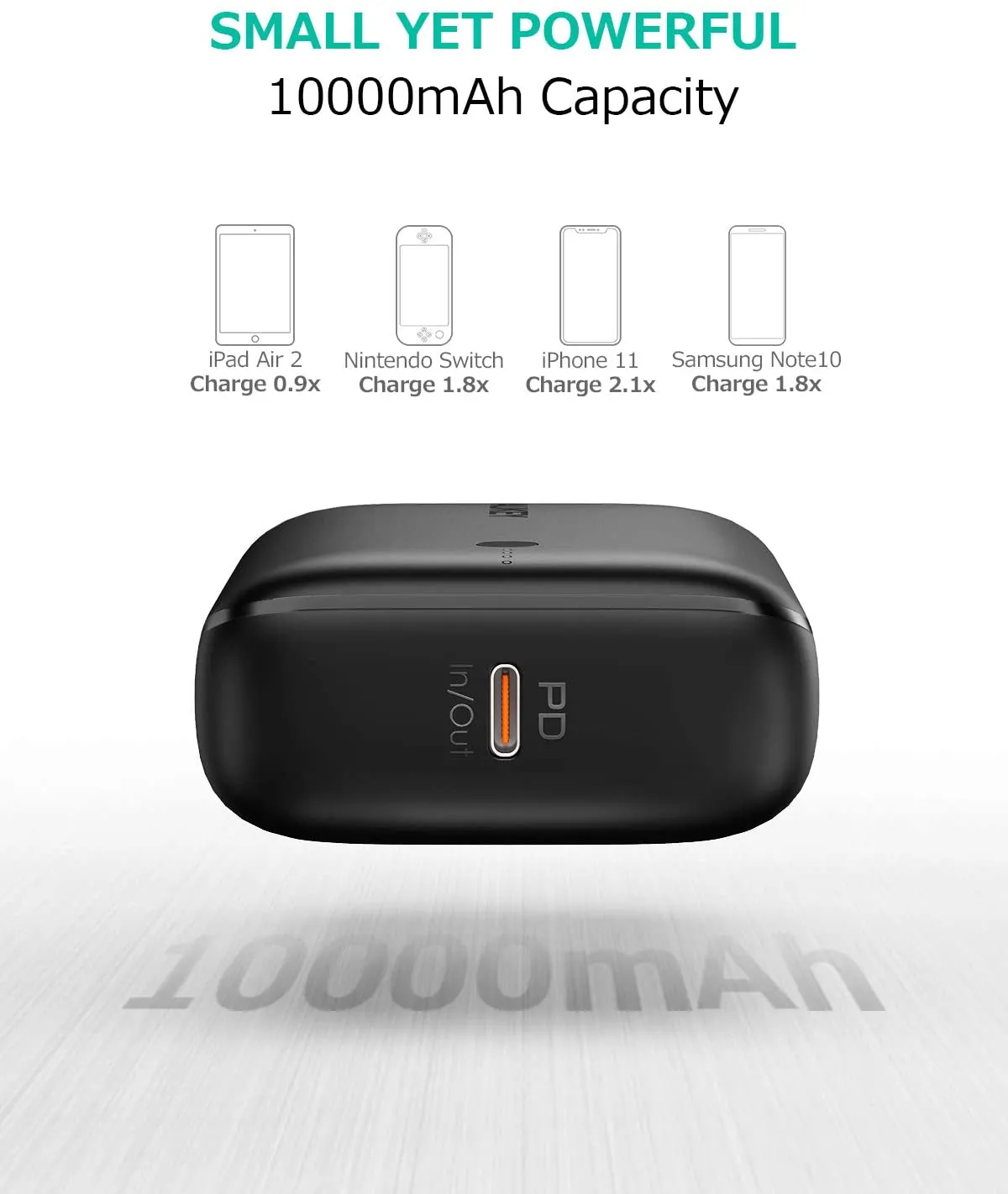 Aukey 10000mah Power Bank with 18W Power deliver and Qc 3.0 High-Speed Charging Technology Phone Charger