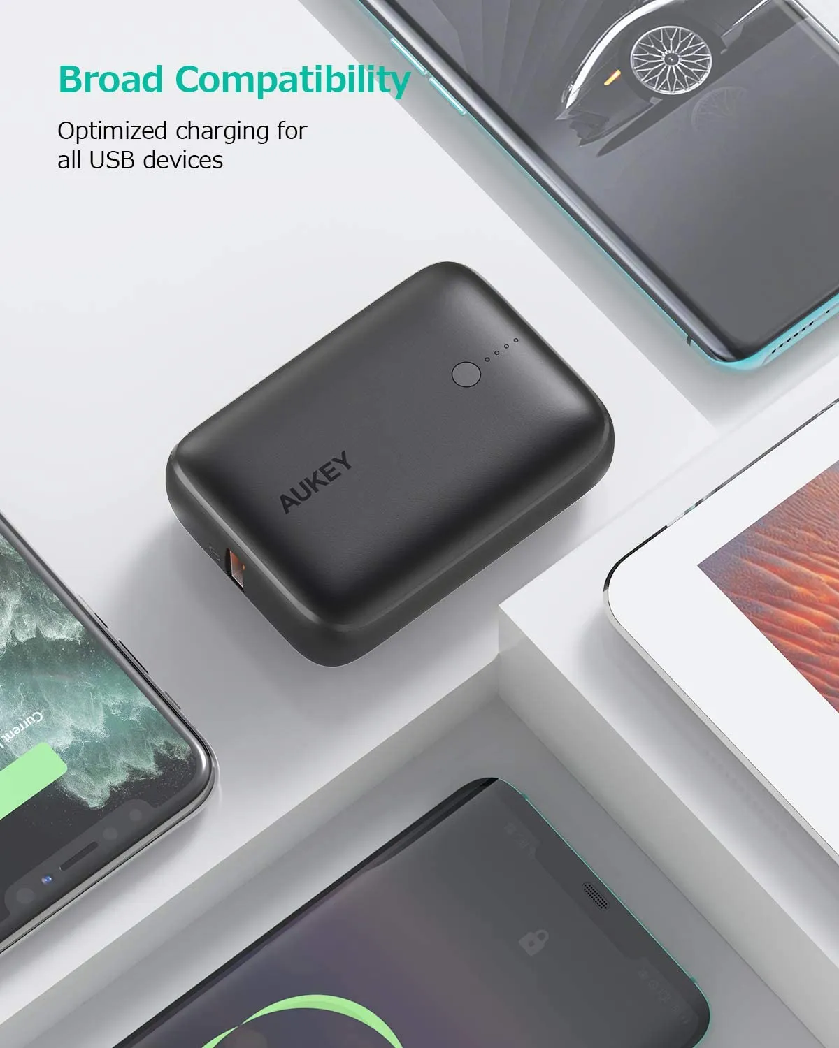 Aukey 10000mah Power Bank with 18W Power deliver and Qc 3.0 High-Speed Charging Technology Phone Charger