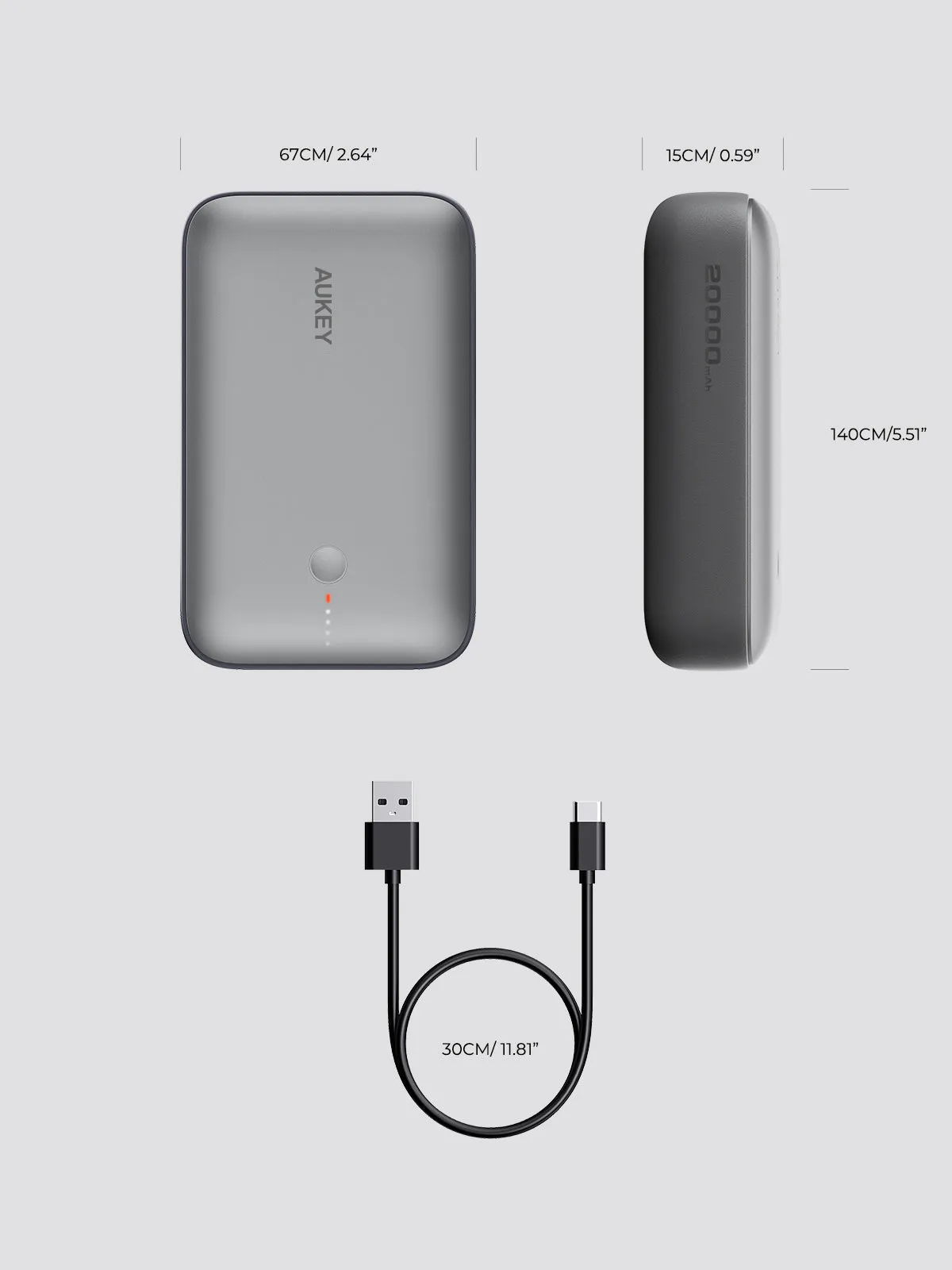 Aukey PB-Y57 Spark Mini 20000mAh Compact Fast Charging Power Bank with 20W PD