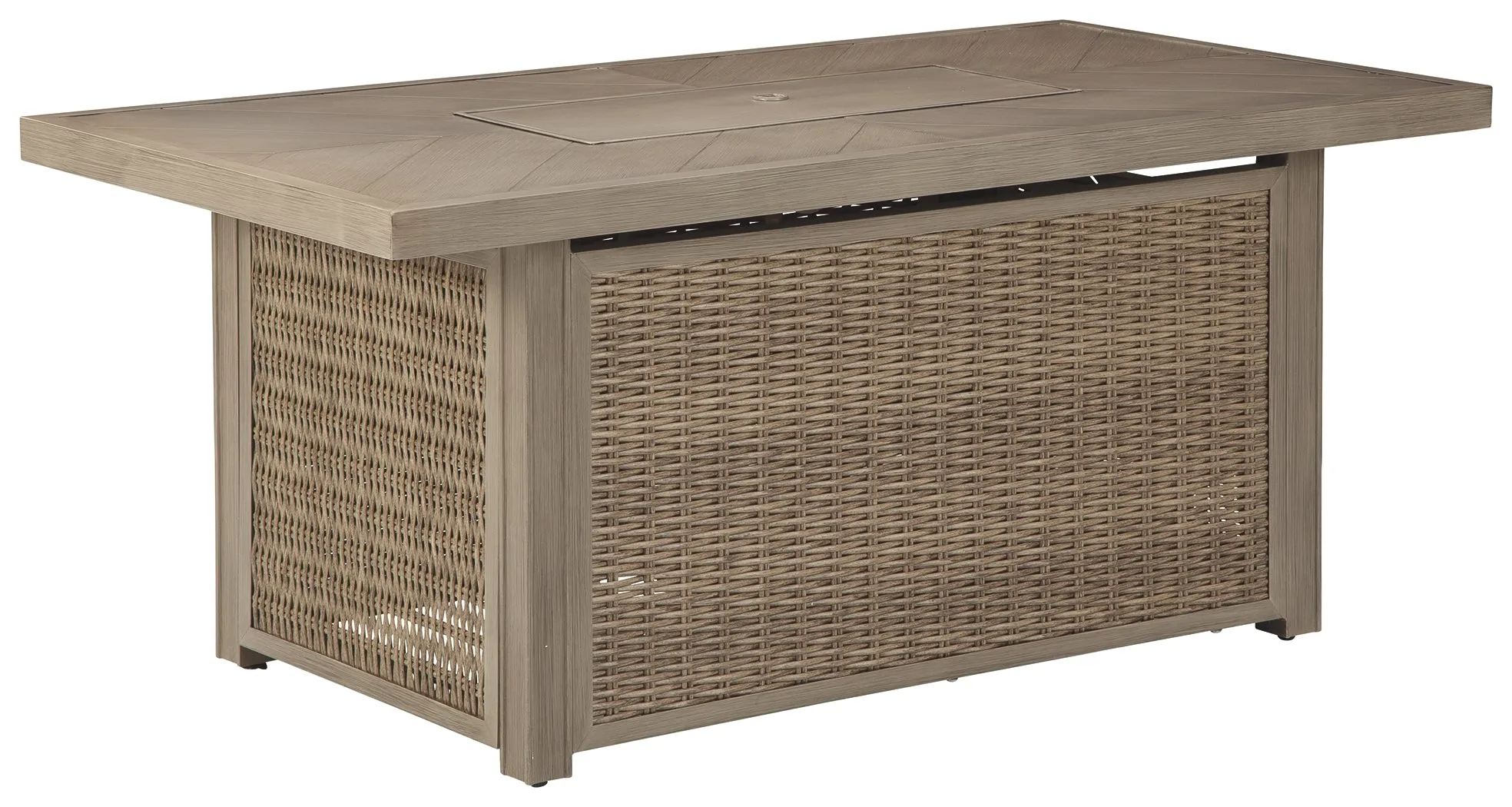 Beachcroft P791-773 Beige Rectangular Fire Pit Table