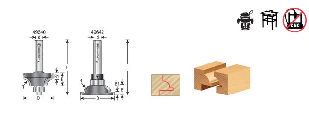 Bead Stile & Rail Router Bit | 2 Piece 1⁄4 Radius Set | 49643 | 738685496435