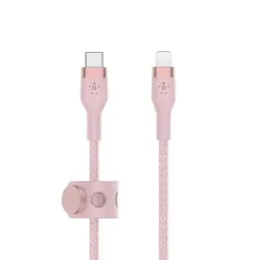 Belkin 6.6' BoostCharge Pro Flex USB-C Lightning Connector Cable   Strap - Pink Chic