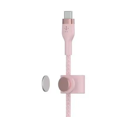 Belkin 6.6' BoostCharge Pro Flex USB-C Lightning Connector Cable   Strap - Pink Chic