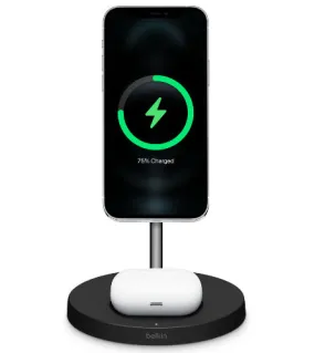 Belkin BOOST↑CHARGE™ PRO 2-in-1 Wireless Charging Stand with MagSafe Support - Black - Brand New