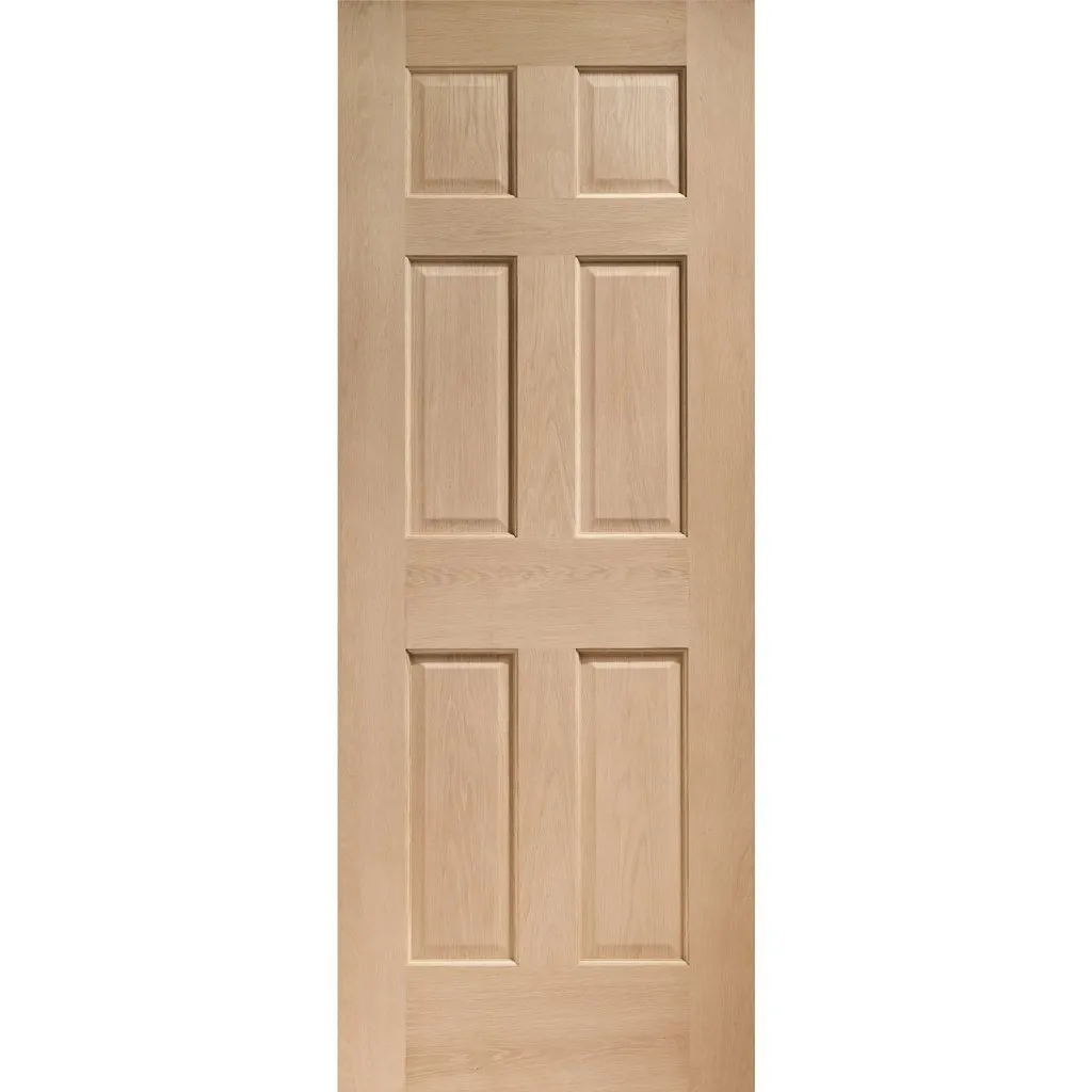 Bespoke Colonial Oak 6 Panel Single Pocket Door - No Raised Mouldings