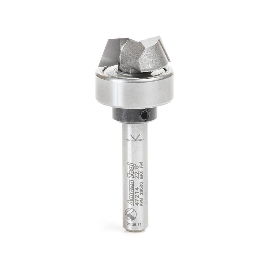 Bevel Trim Router Bit | 25°x 3⁄4 Dia x 1⁄4 x 1⁄4" Shank with BB | 47214 | 738685997147