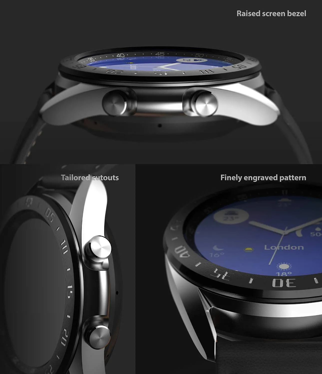 Bezel Styling for Galaxy Watch 3 41mm - BLACK  [Stainless Steel]