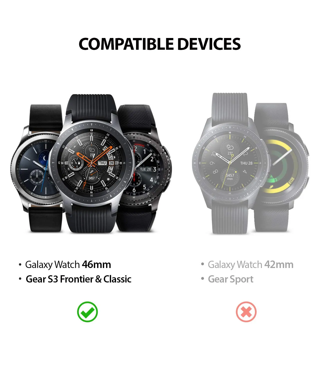 Bezel Styling for Galaxy Watch 46mm / Galaxy Gear S3 Frontier - GW-46-42  [Stainless Steel]