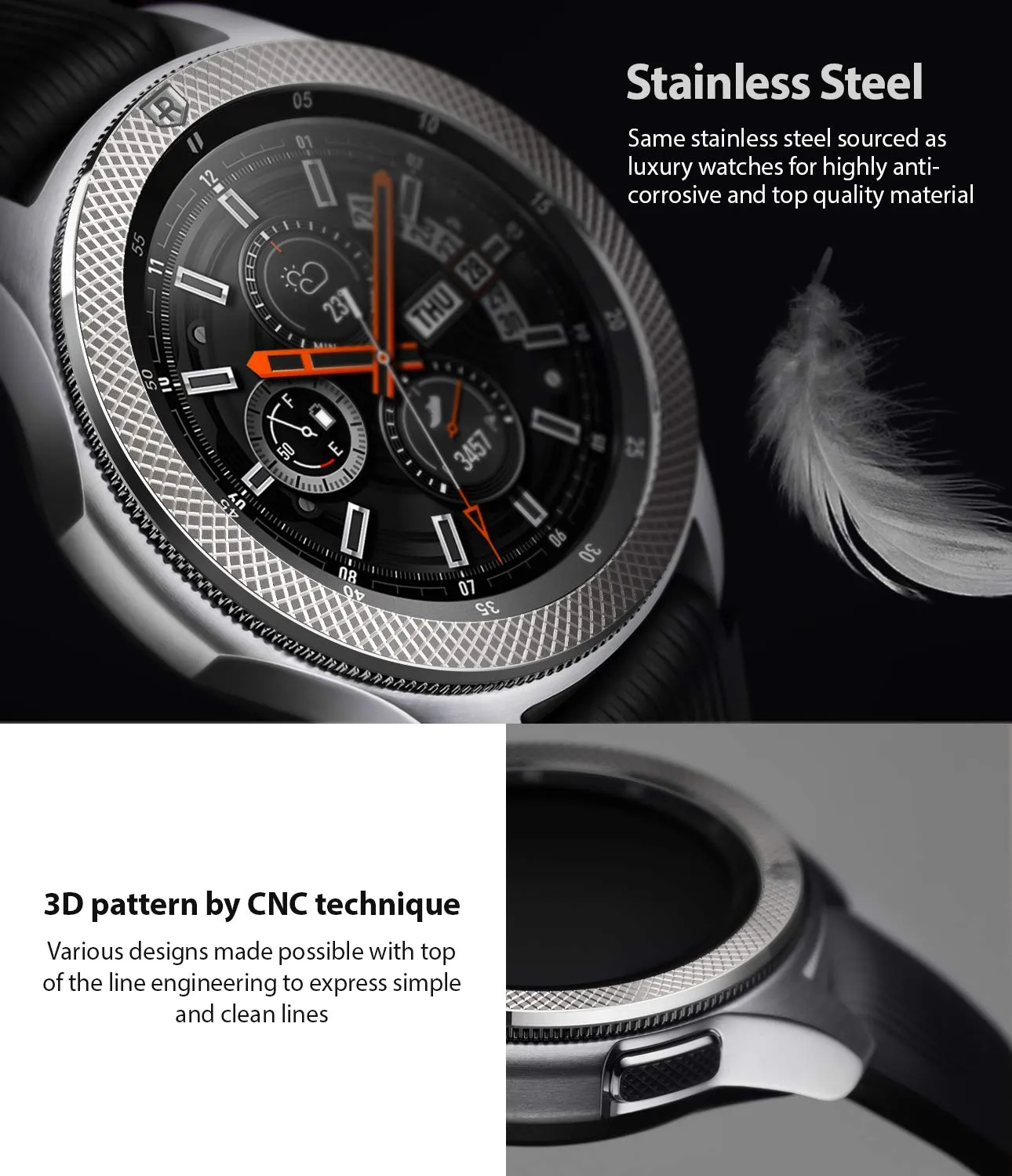 Bezel Styling for Galaxy Watch 46mm / Galaxy Gear S3 Frontier - GW-46-42  [Stainless Steel]