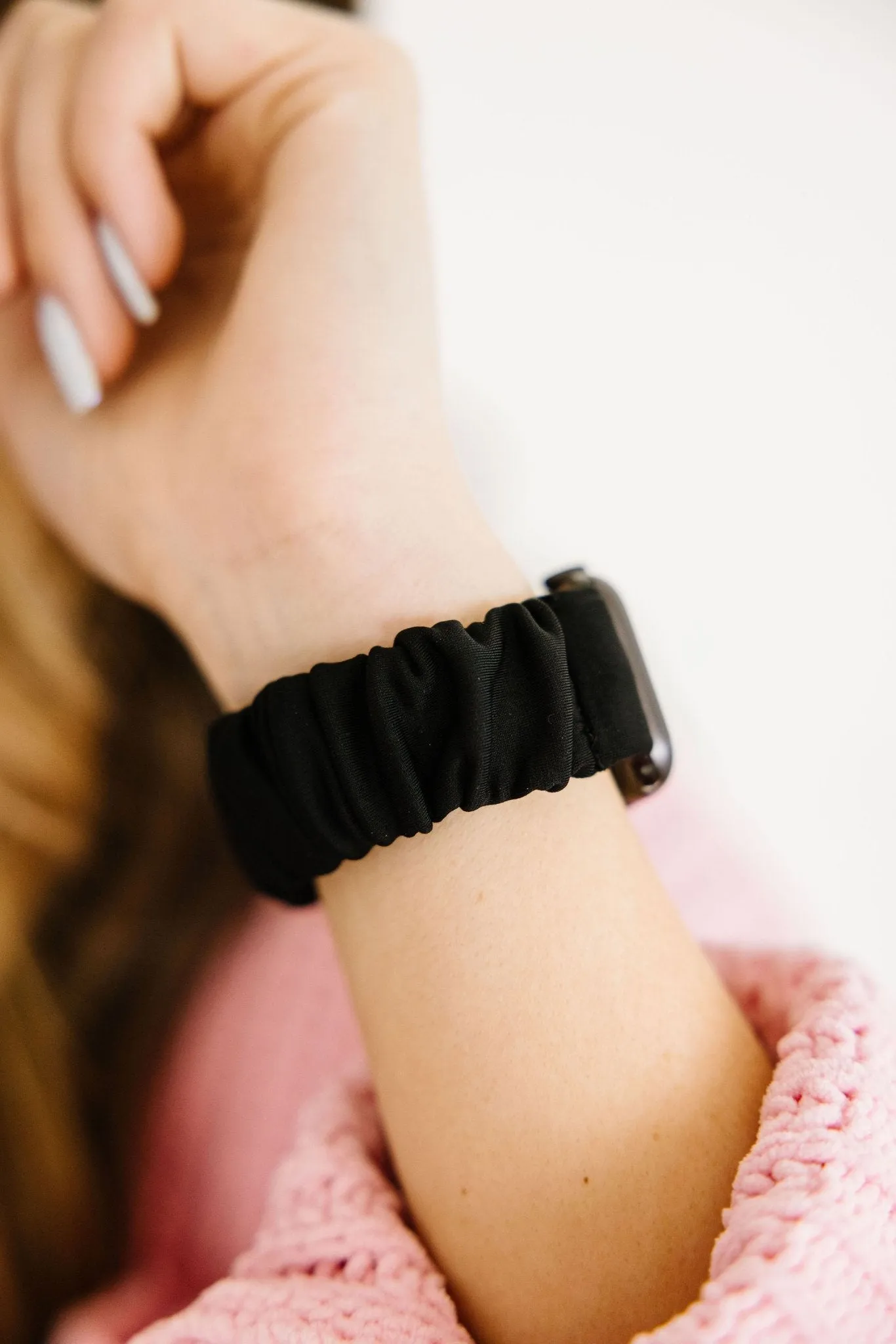 Black Athletic Scrunchie Band Compatible with Apple Watch