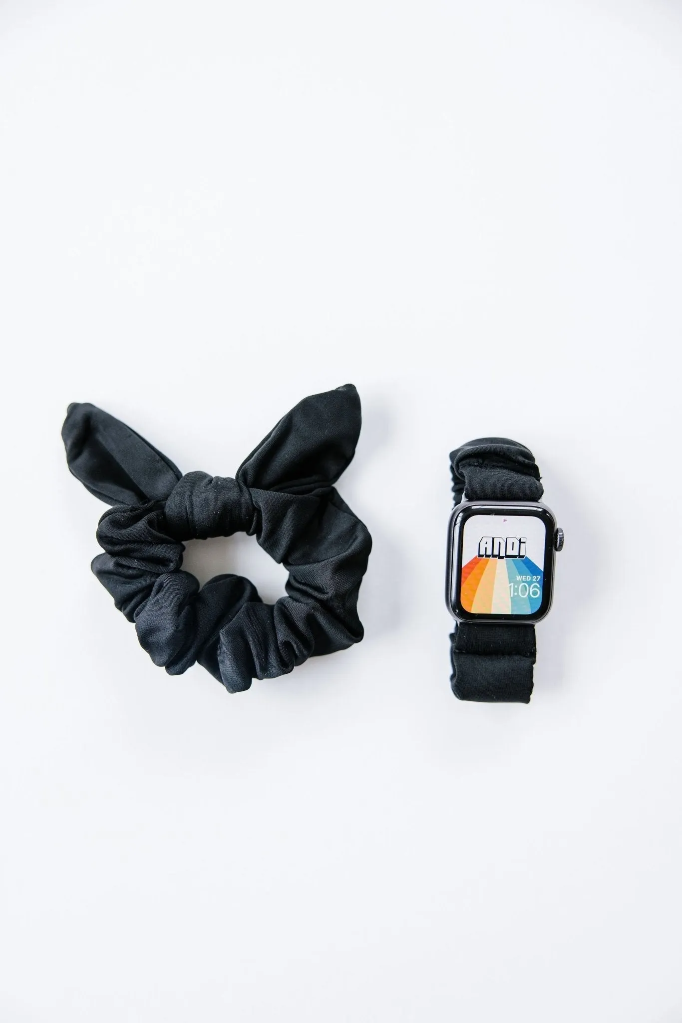 Black Athletic Scrunchie Band Compatible with Apple Watch