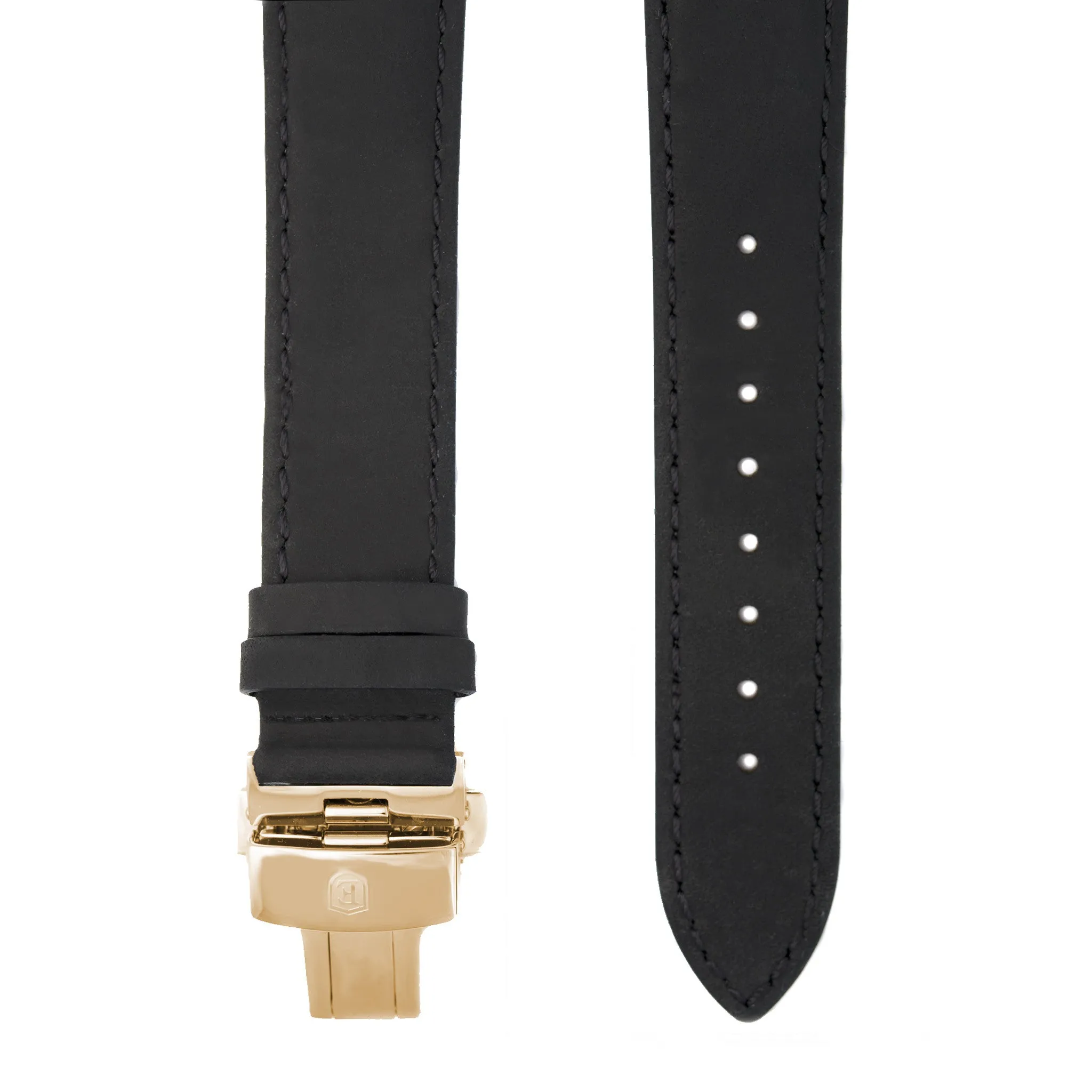 Black Italian Crazy Horse Leather Strap with Rose Gold Clasp