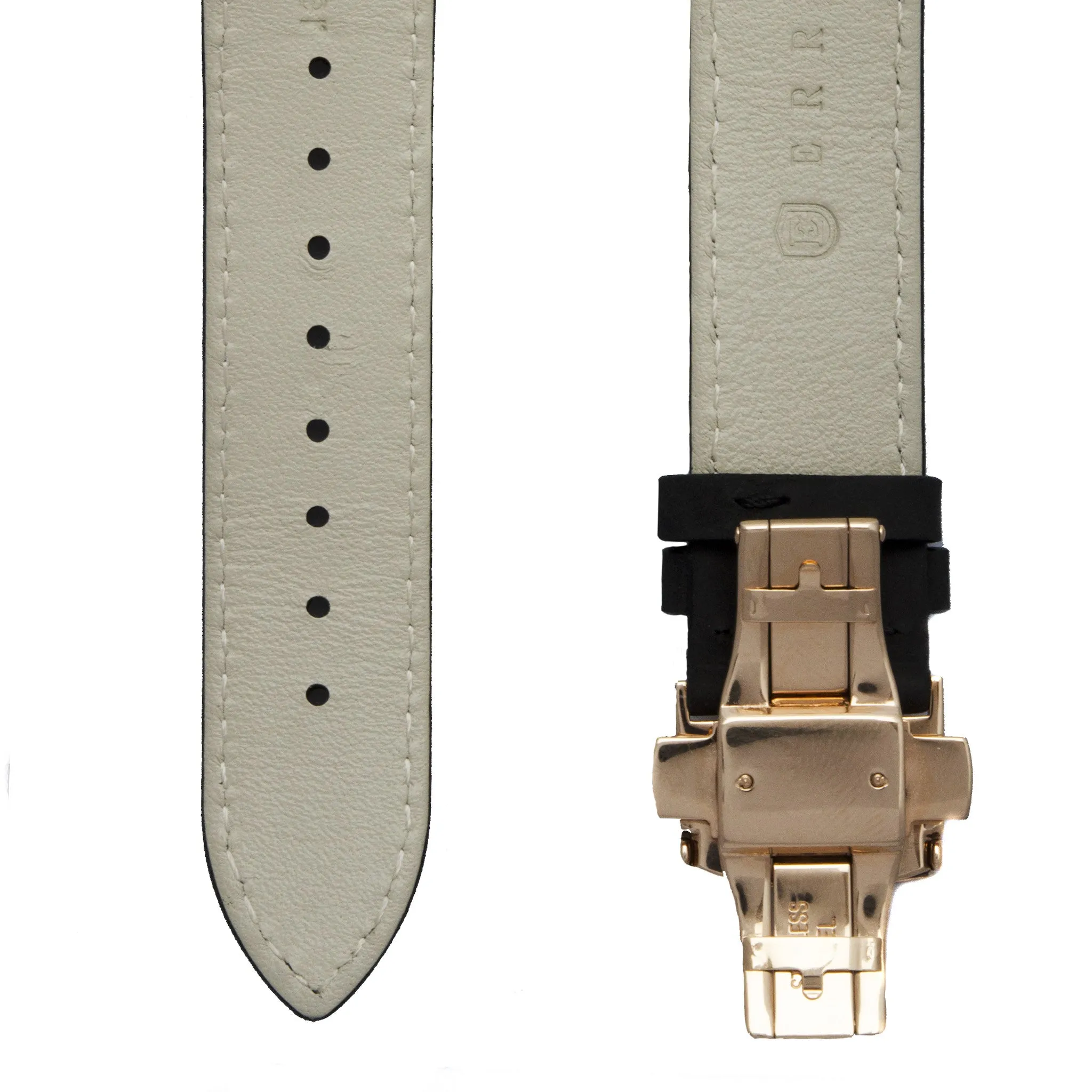 Black Italian Crazy Horse Leather Strap with Rose Gold Clasp