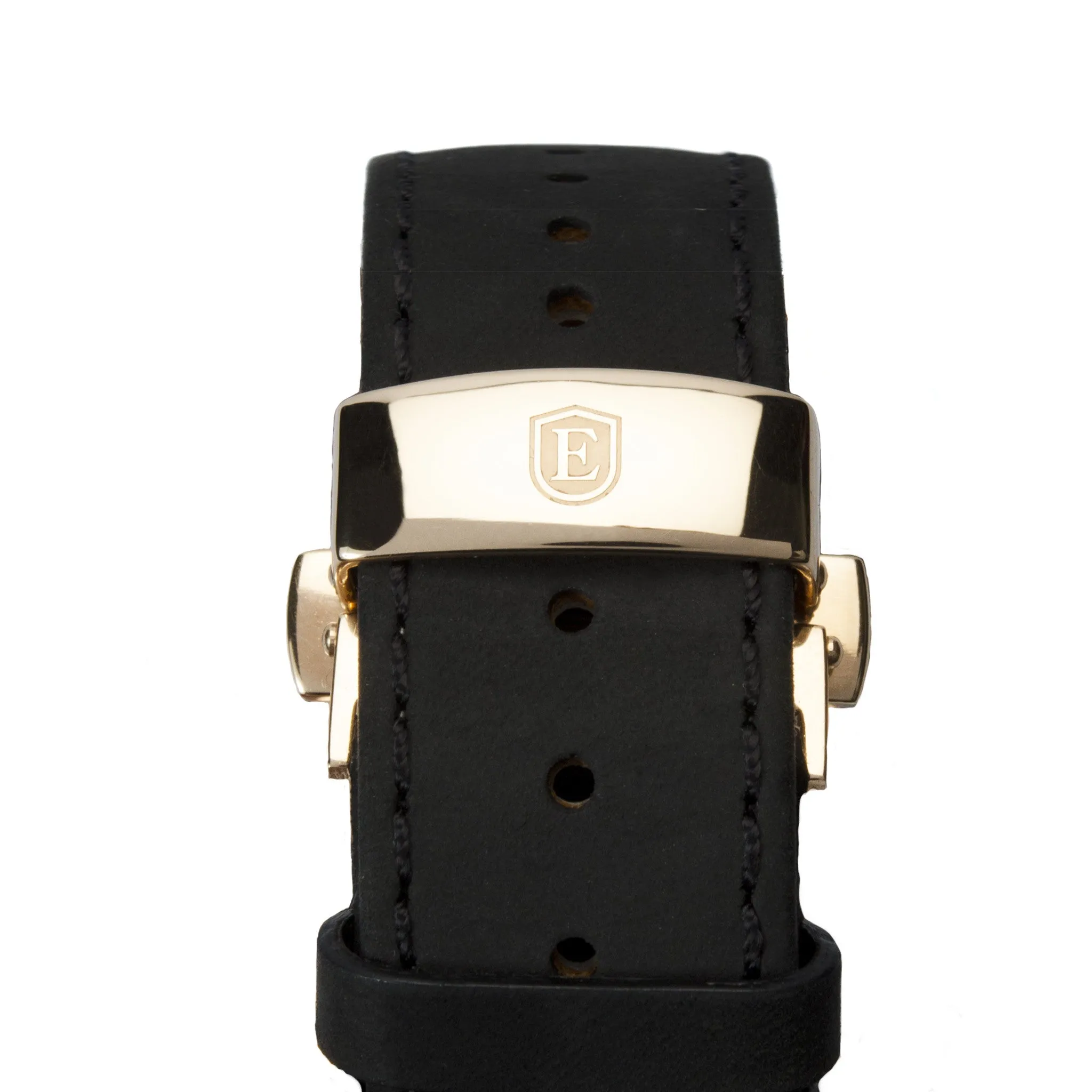 Black Italian Crazy Horse Leather Strap with Rose Gold Clasp