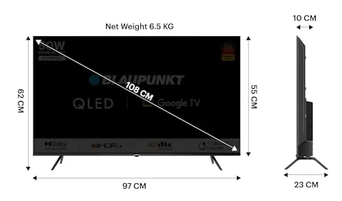 Blaupunkt 108 cm (43 inches) Quantam Dot Series 4K Ultra HD QLED Google TV 43QD7050 (Black)