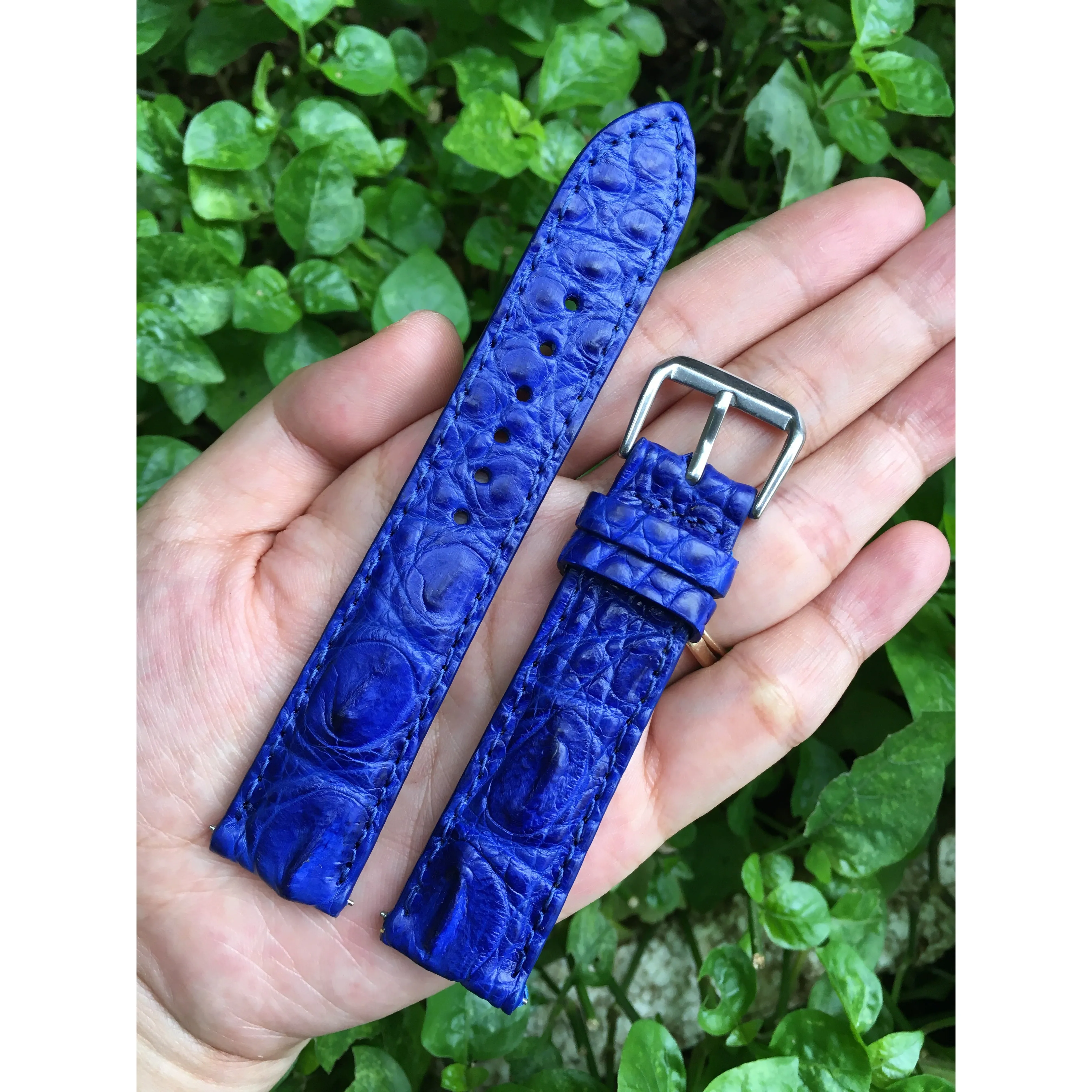 Blue Alligator Leather Watch Band For Men | Premium Crocodile Quick Release Replacement Wristwatch Strap | DH-40