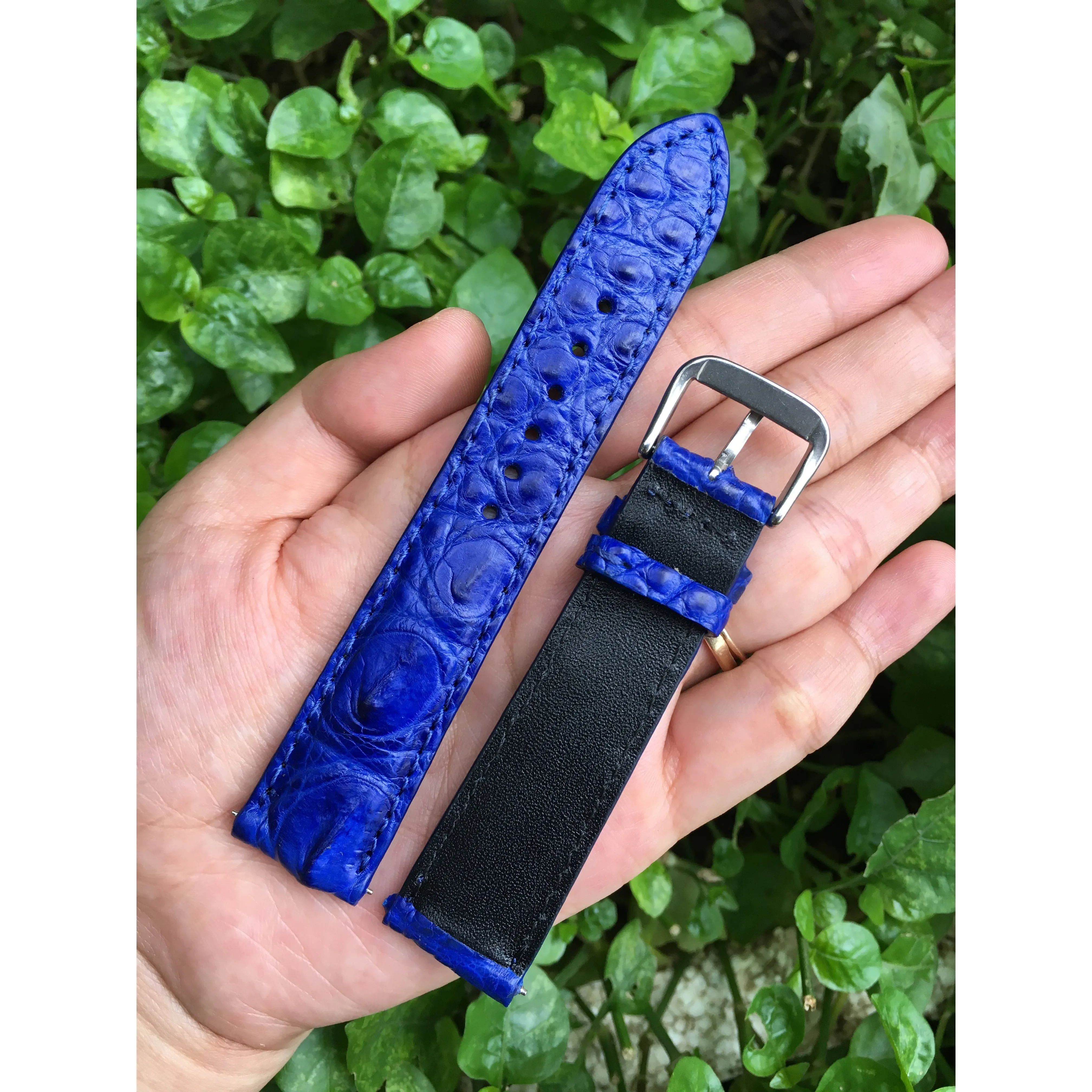 Blue Alligator Leather Watch Band For Men | Premium Crocodile Quick Release Replacement Wristwatch Strap | DH-40