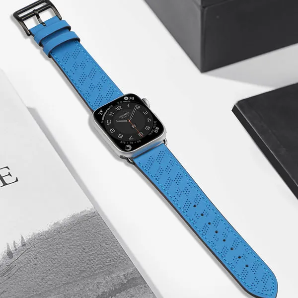 Blue Leather Apple Watch Band 藍色真皮 Apple 錶帶 KCWATCH1212