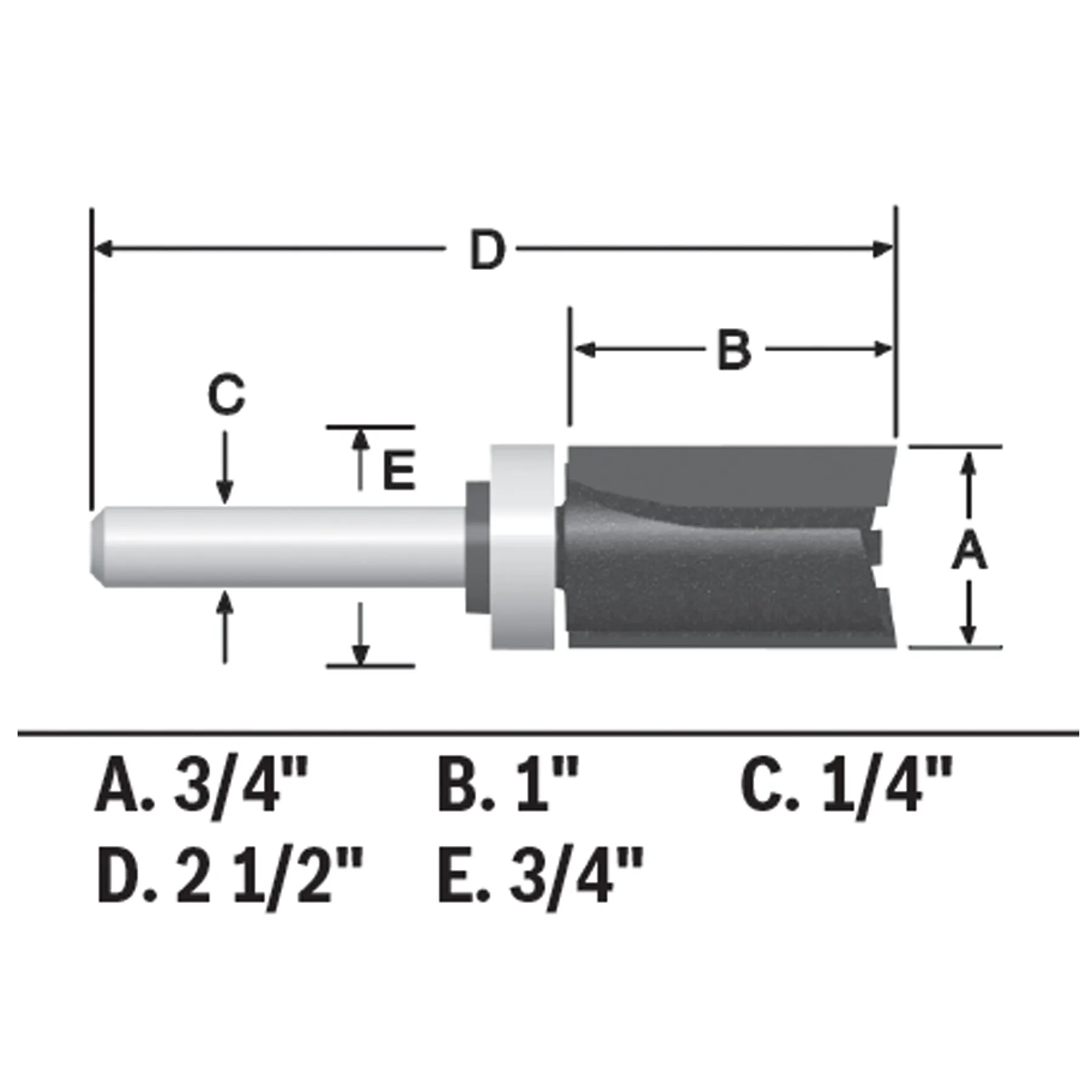 BOSCH 85682MC 3/4 In. x 1 In. Carbide-Tipped Double-Flute Top-Bearing Straight Trim Router Bit