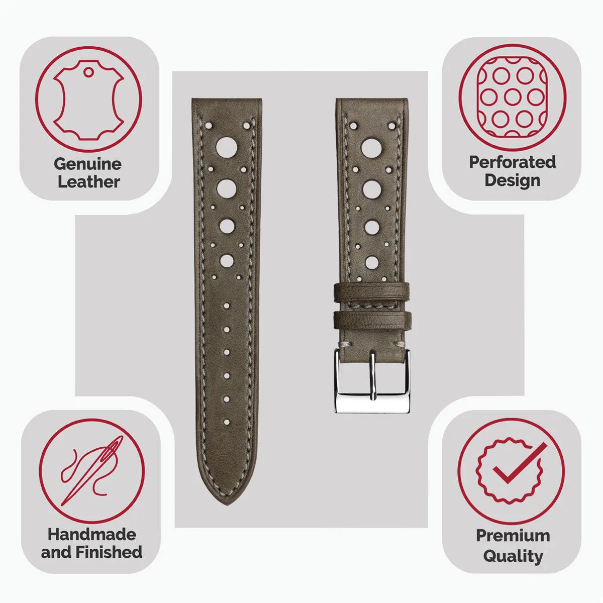 Boutsen Cavallo Racing Handmade Leather Watch Strap - Taupe