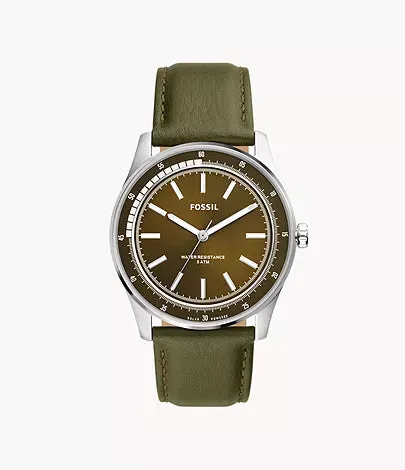 BQ2663-Fossil Sullivan Solar-Powered Green Leather Watch For Men