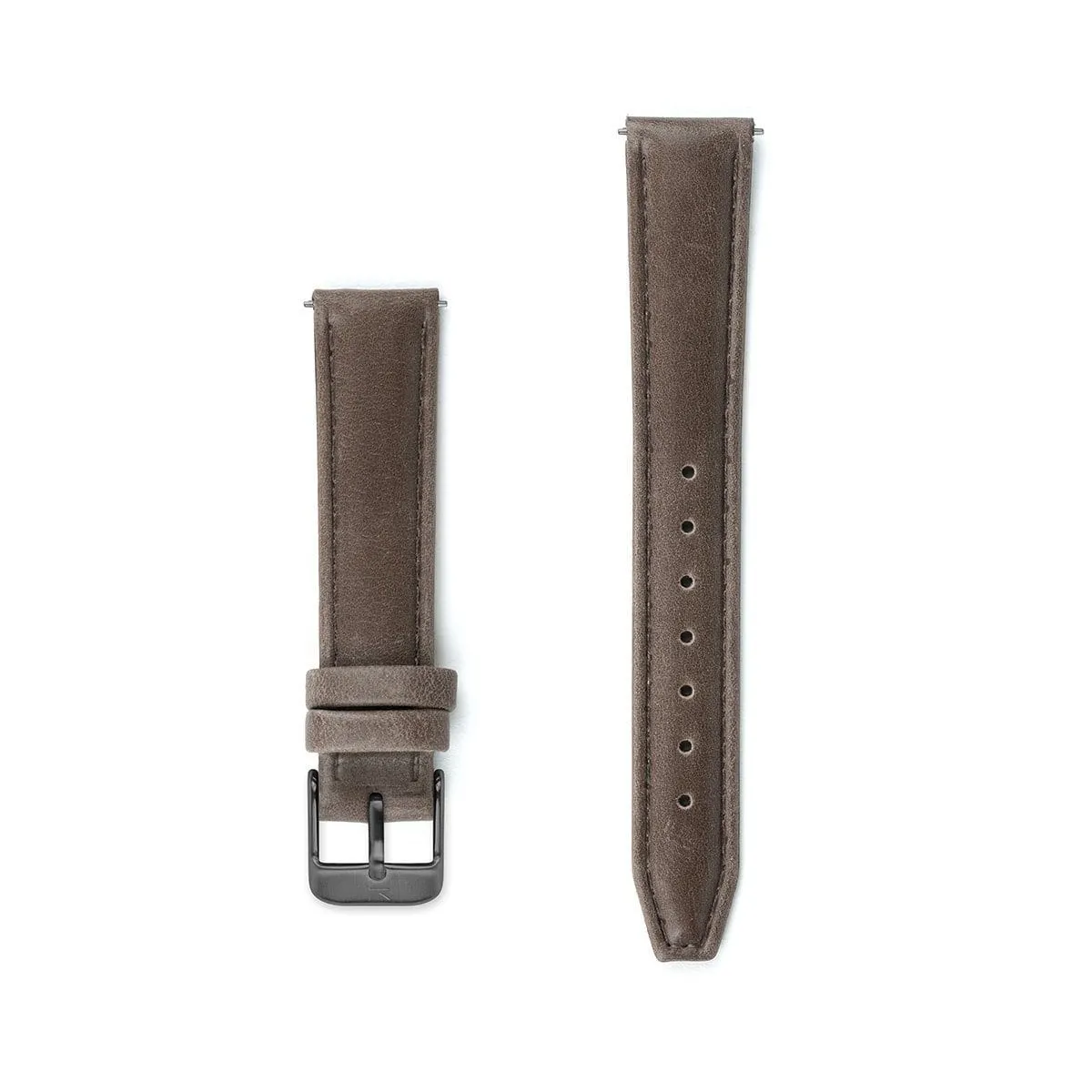 Brown Stitched Leather Watch Strap - 16mm Width